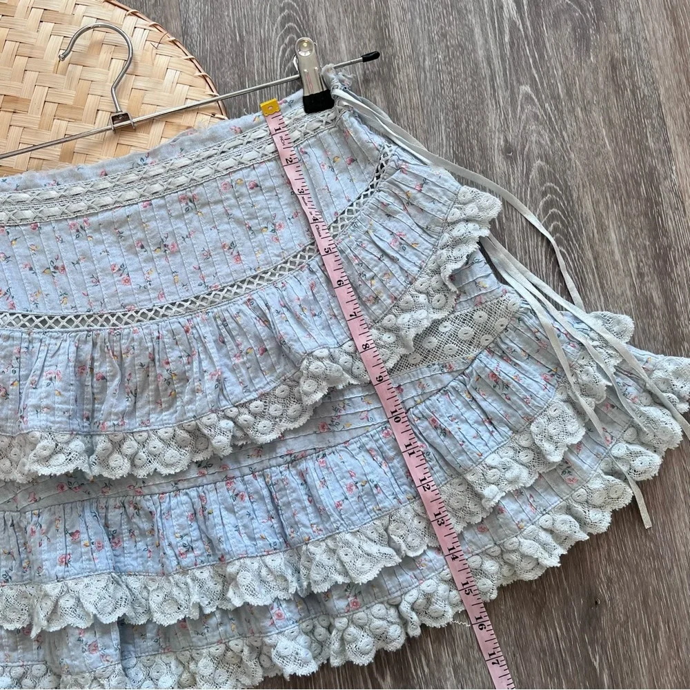 Loveshackfancy bara blue tiered ruffled mini skirt - Picture 5 of 12